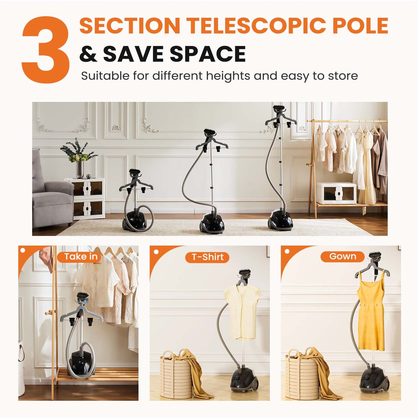 Standing Garment Steamer – Powerful, Fast Heat-Up, Wrinkle-Free Clothes in Minutes