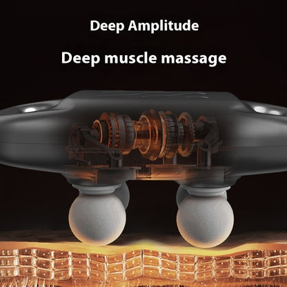 4-Head Electric Massage Gun – Low Noise, 5+ Speed Gears, LED Screen, 4 Colors