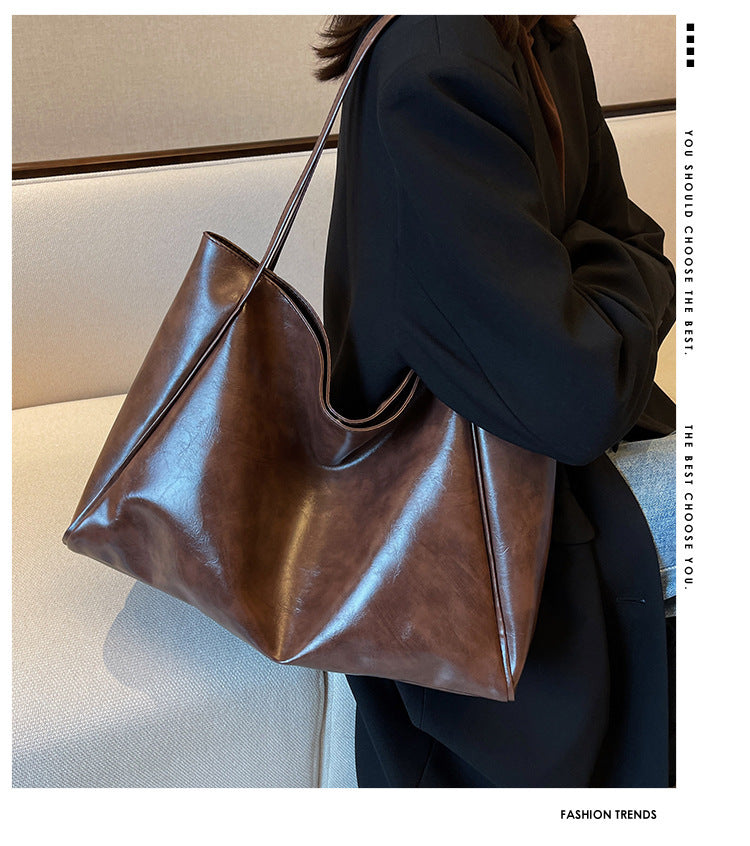 Women's Vintage PU Leather Tote Shoulder Bag – Large Capacity, 5 Colors