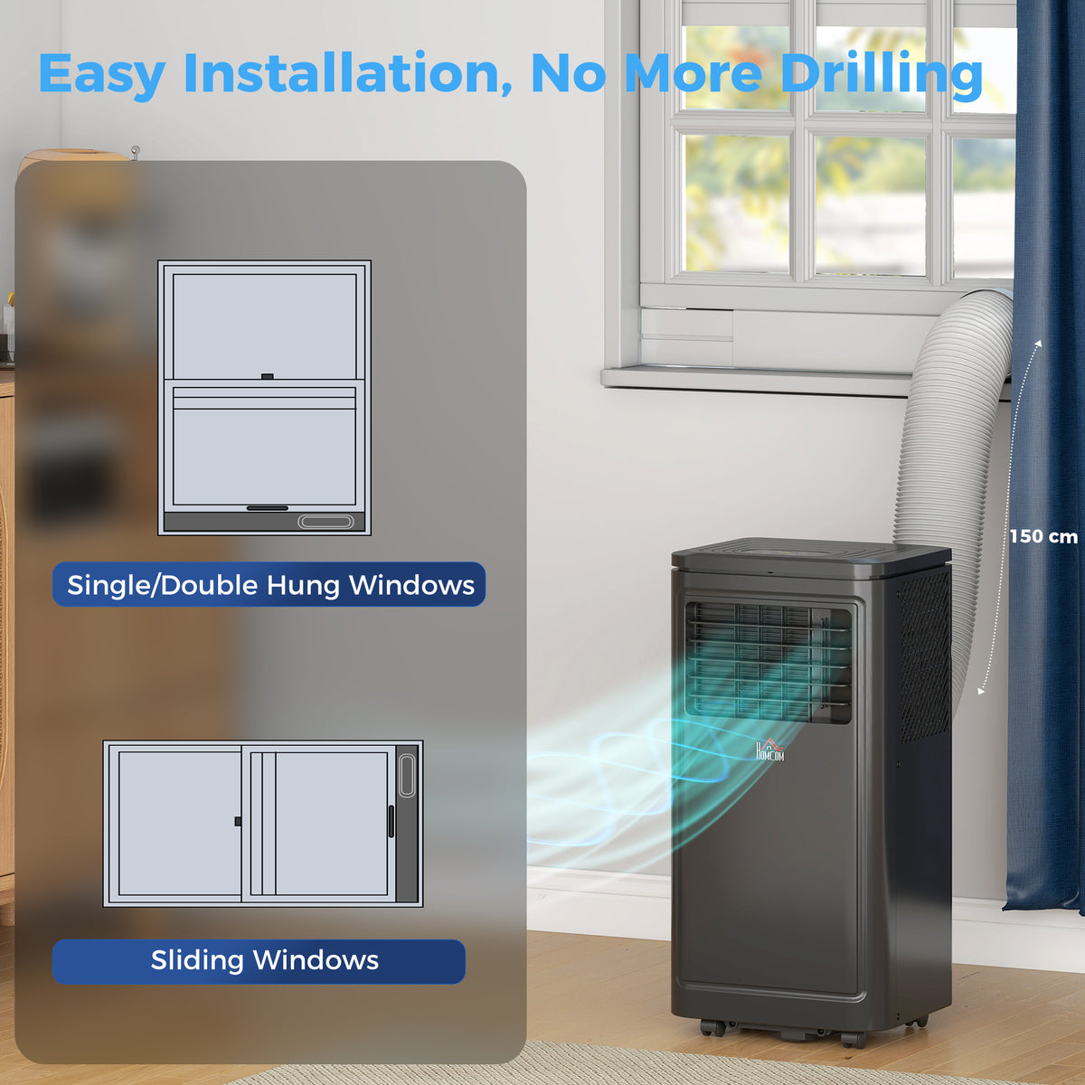 8,000 BTU Portable Air Conditioner with Remote – Cools Up to 344 Sq. Ft., Evaporative Cooler