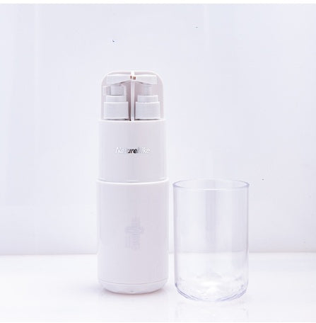 Travel Toiletries Set – 5-Piece Portable Kit with Cup, Mirror, Comb & Refillable Bottles