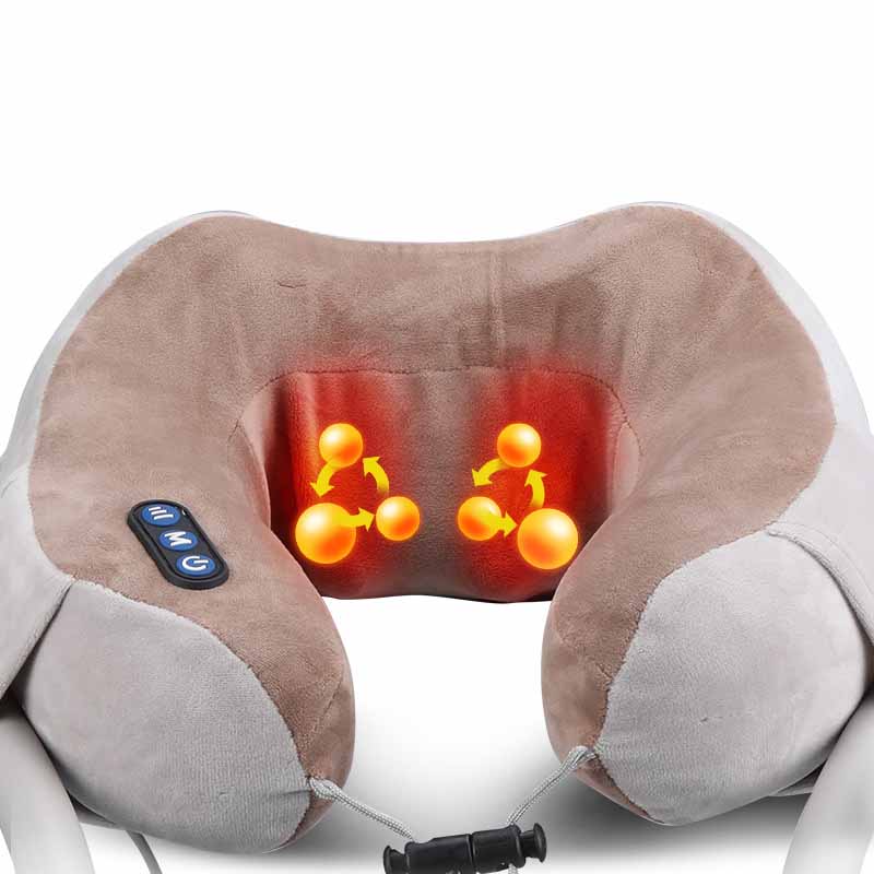 U-Shaped Neck Massage Pillow with Lazy Phone Holder – Rechargeable, 3-Speed Vibration