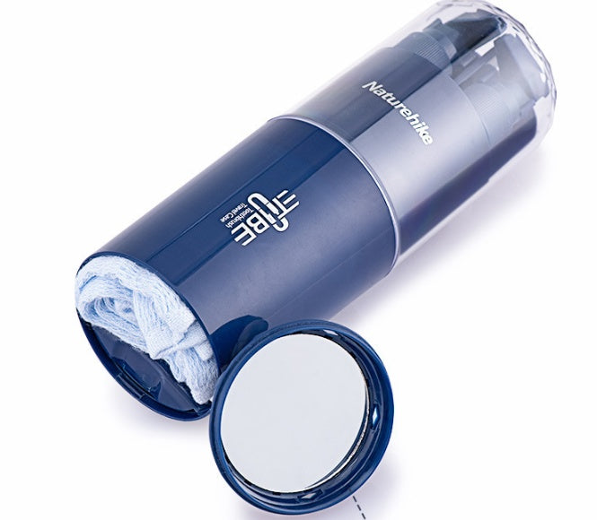 Travel Toiletries Set – 5-Piece Portable Kit with Cup, Mirror, Comb & Refillable Bottles