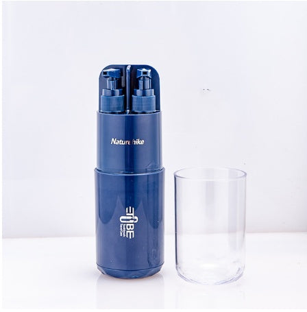 Travel Toiletries Set – 5-Piece Portable Kit with Cup, Mirror, Comb & Refillable Bottles