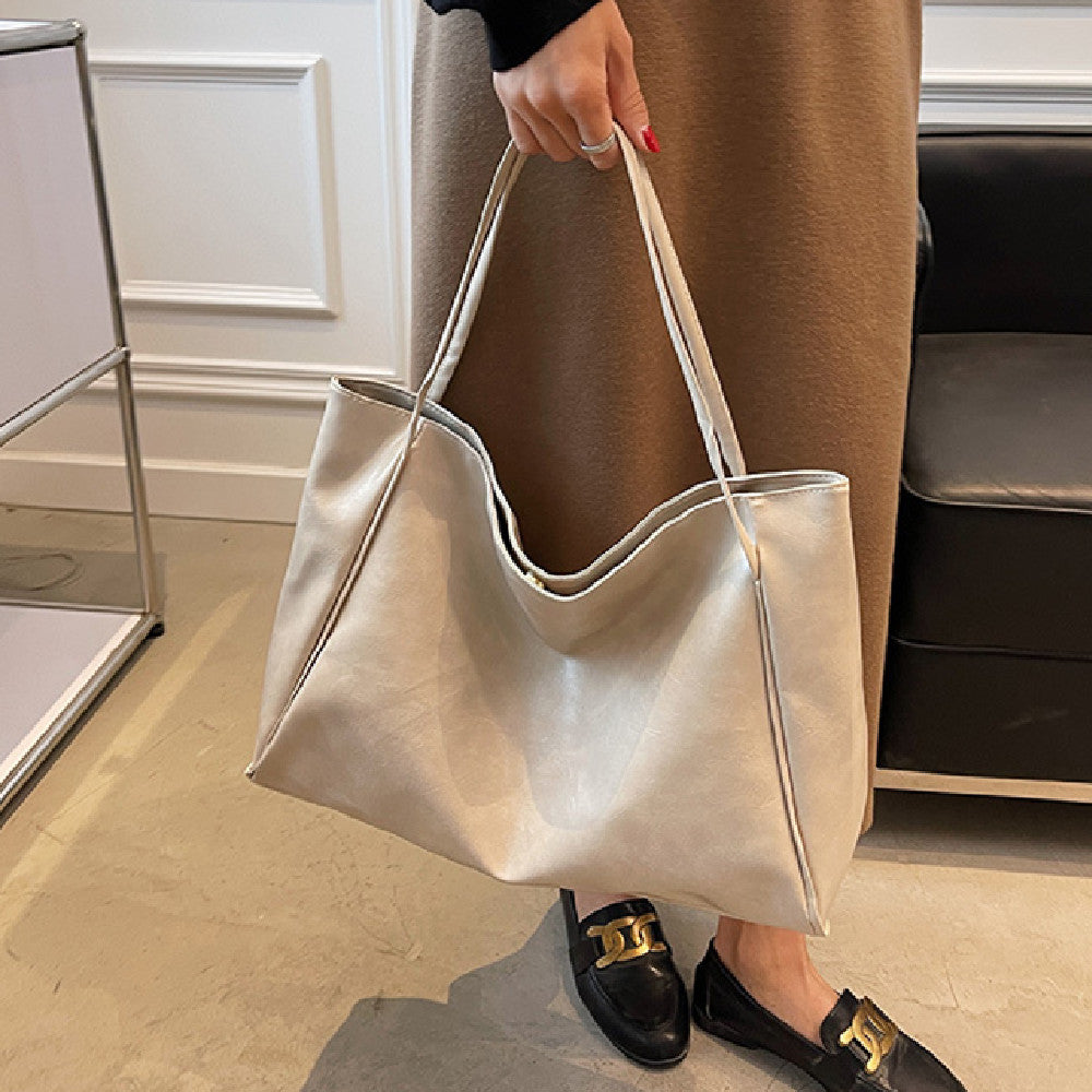 Women's Vintage PU Leather Tote Shoulder Bag – Large Capacity, 5 Colors