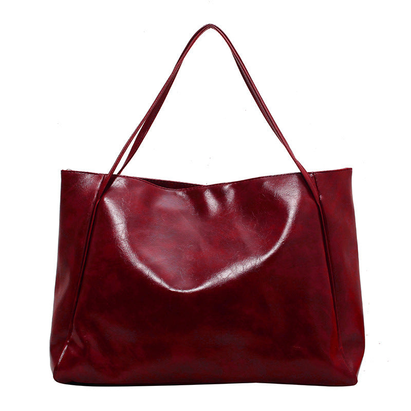 Women's Vintage PU Leather Tote Shoulder Bag – Large Capacity, 5 Colors
