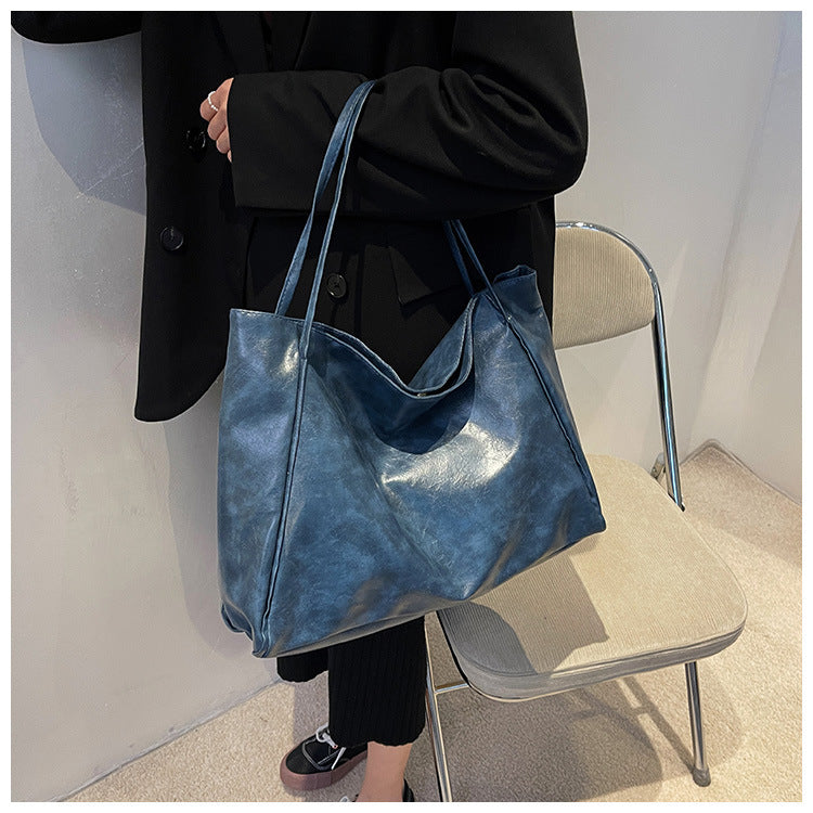 Women's Vintage PU Leather Tote Shoulder Bag – Large Capacity, 5 Colors