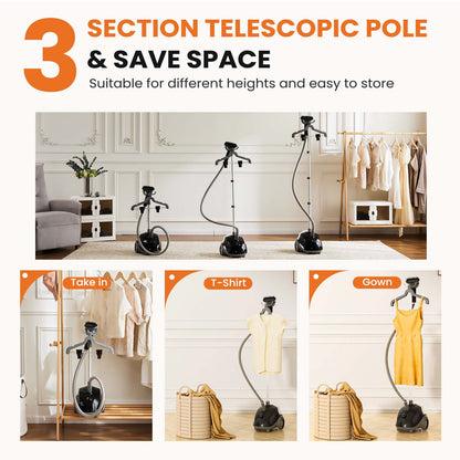 Standing Garment Steamer – Powerful, Fast Heat-Up, Wrinkle-Free Clothes in Minutes