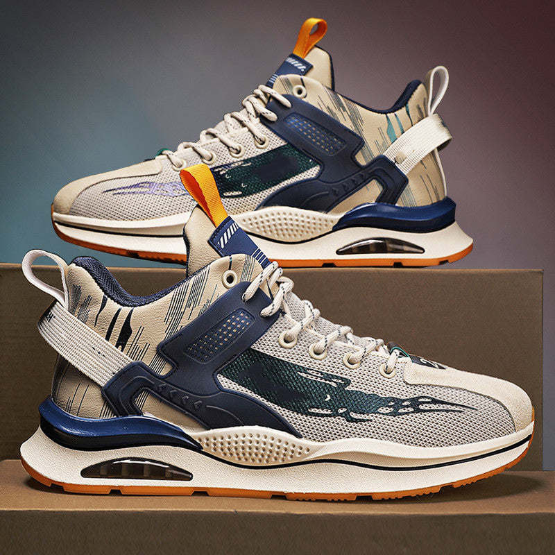 Men's Casual Platform Sports Shoes – Lace-Up, Color Match, Sizes 39–44