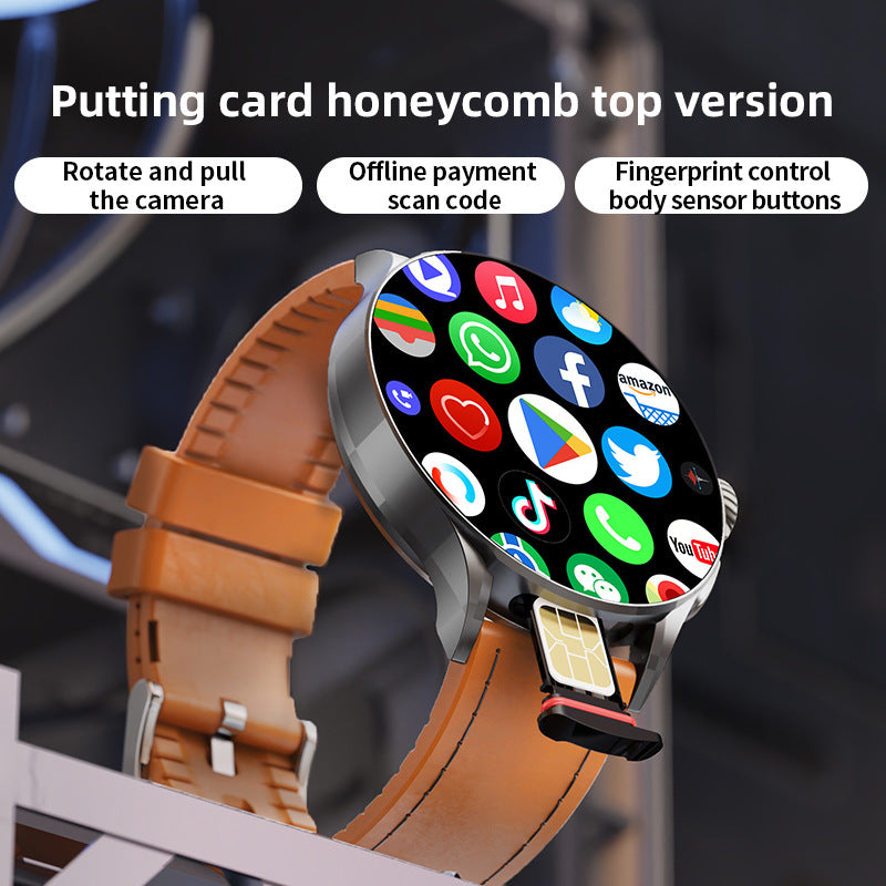 Round Screen Card Smart Watch – SIM Card, Bluetooth, Health Tracking, Stylish Design