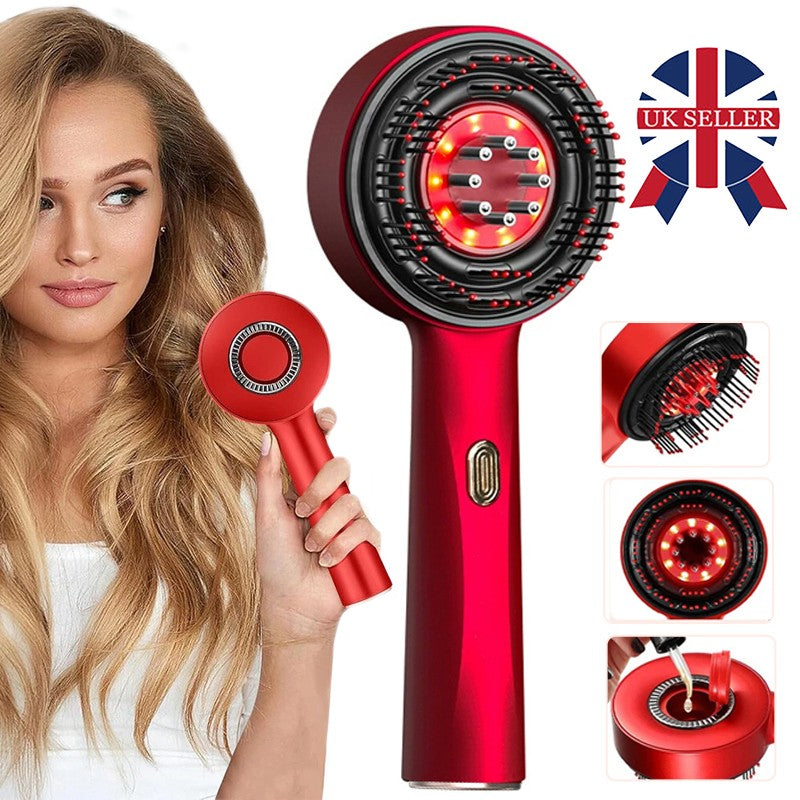 Electric Scalp Massage Comb with Red Light Therapy – Hair Growth, Vibration, USB Rechargeable