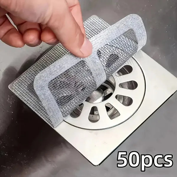 48-Pack Disposable Shower Drain Hair Catcher Stickers – Bathroom Tub & Sink Strainer Covers