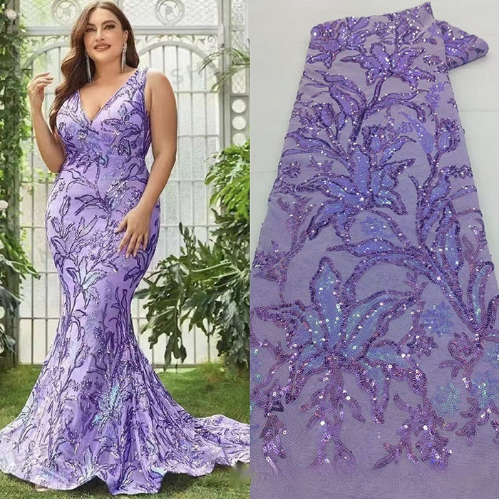 Two-Tone Iridescent Lily Sequin Stretch Mesh Lace Fabric – Dressmaking, Costumes & Crafts