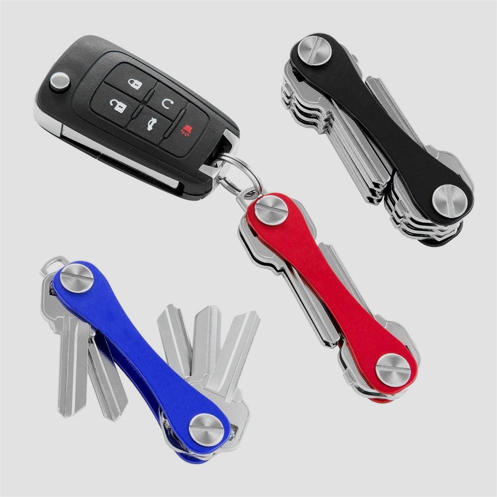 Compact Metal Key Holder Organiser – Modern Square Design, Silent & Slim EDC Keychain