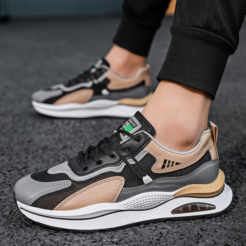 Men's Casual Platform Sports Shoes – Lace-Up, Color Match, Sizes 39–44
