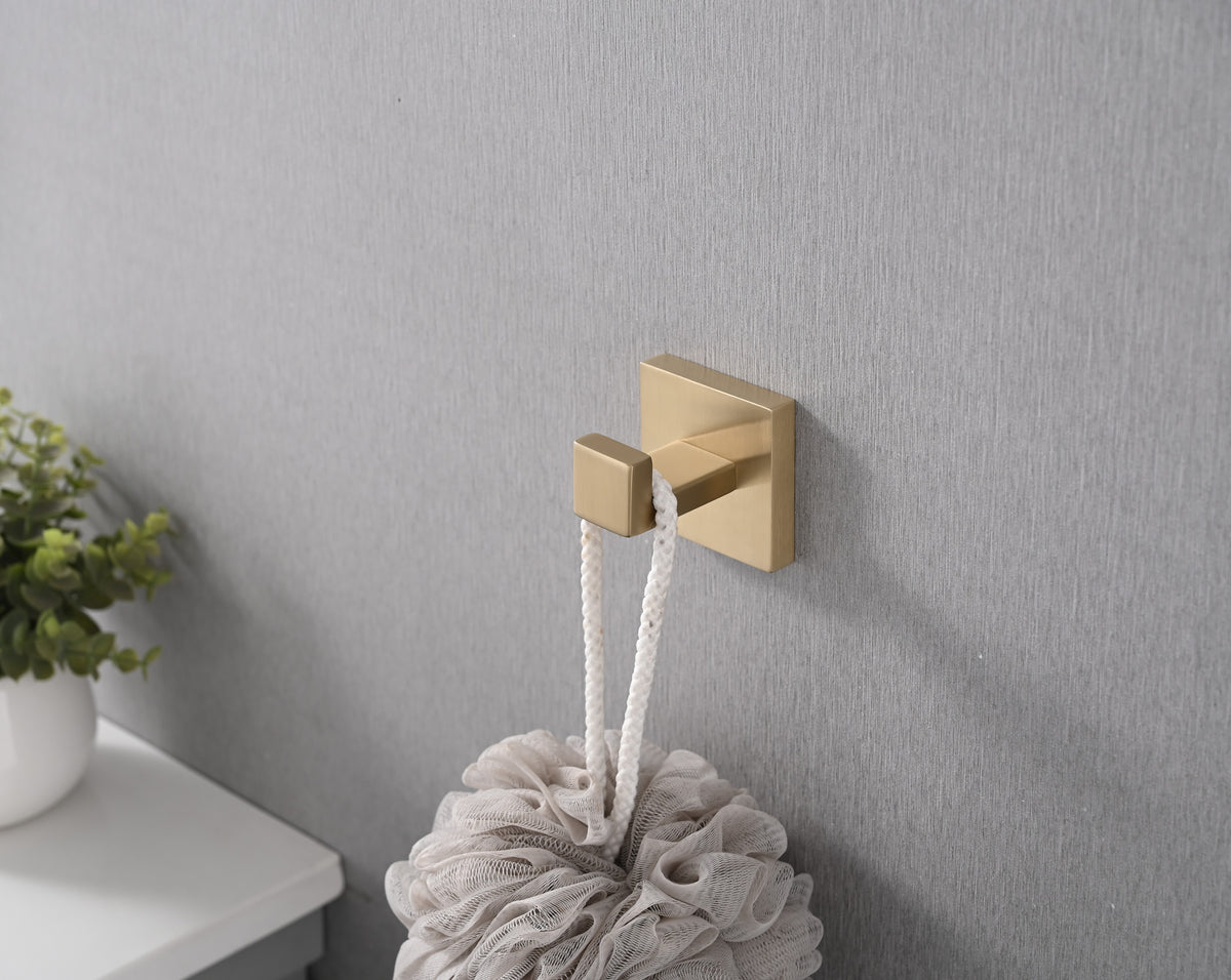 5-Piece Brushed Gold Bathroom Hardware Set – Stainless Steel, Rust-Proof, Wall Mount