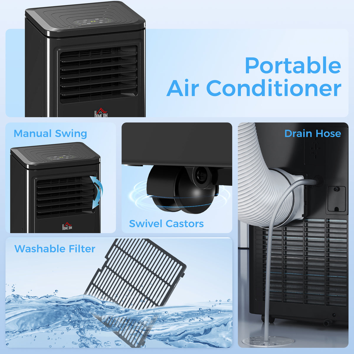 8,000 BTU Portable Air Conditioner with Remote – Cools Up to 344 Sq. Ft., Evaporative Cooler