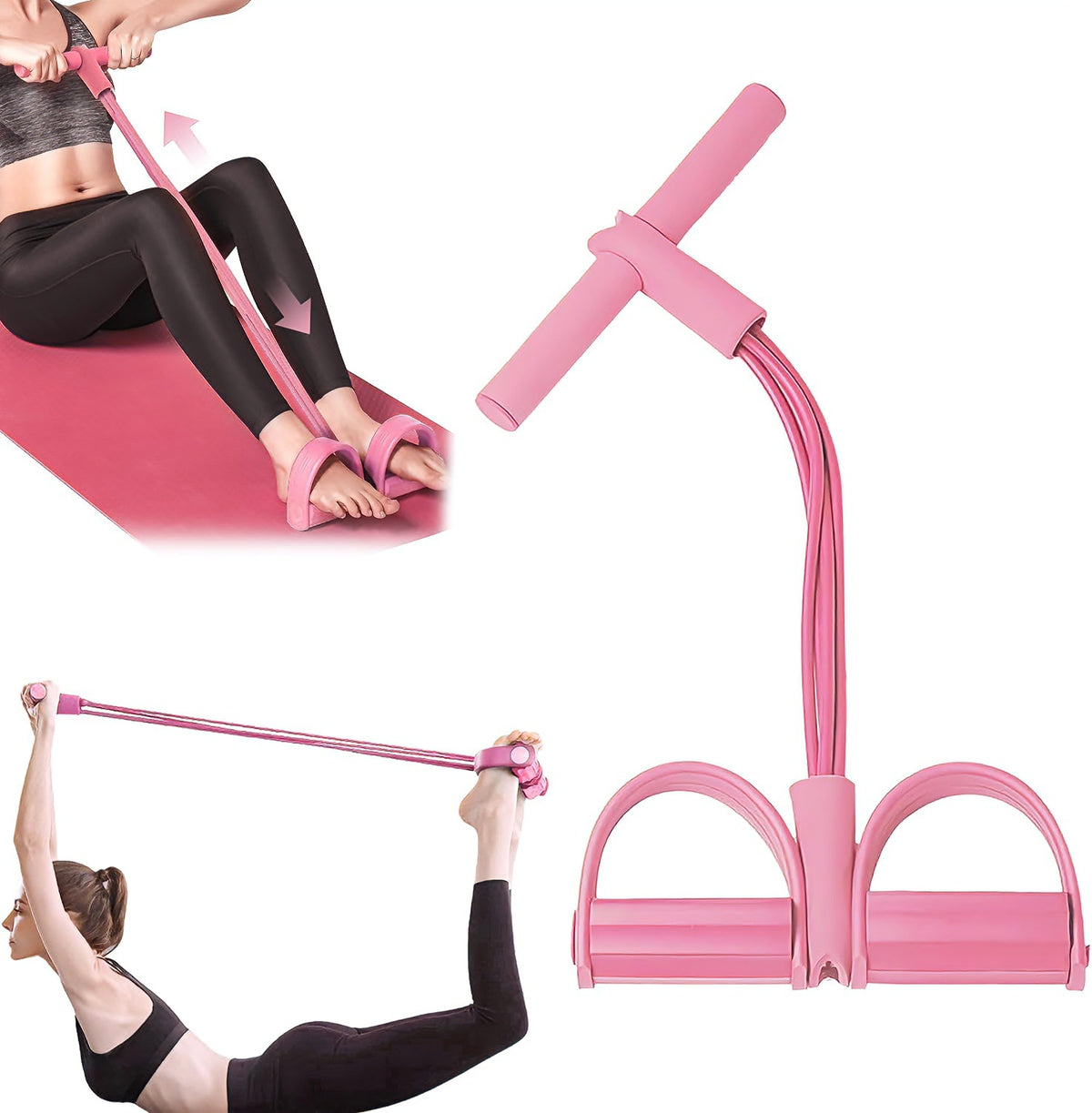 6-Tube Pedal Resistance Bands Set – Yoga, Stretching, Strength & Slimming Training