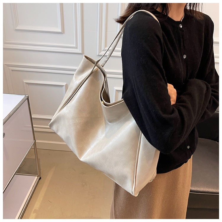 Women's Vintage PU Leather Tote Shoulder Bag – Large Capacity, 5 Colors