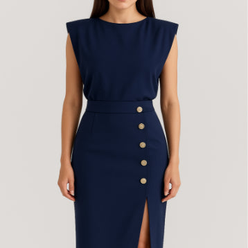 Women's Summer Sleeveless Split Midi Dress with Buttons – High Waist, 7 Colors, Sizes S–XXL