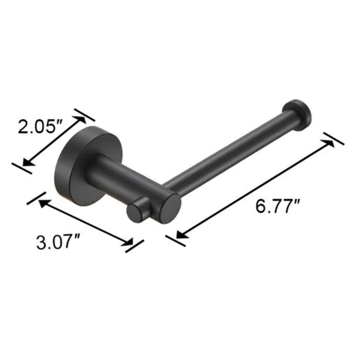 Matte Black 3-Piece Bathroom Hardware Set – Adjustable Towel Bar 16–27", Toilet Paper Holder & Towel Ring