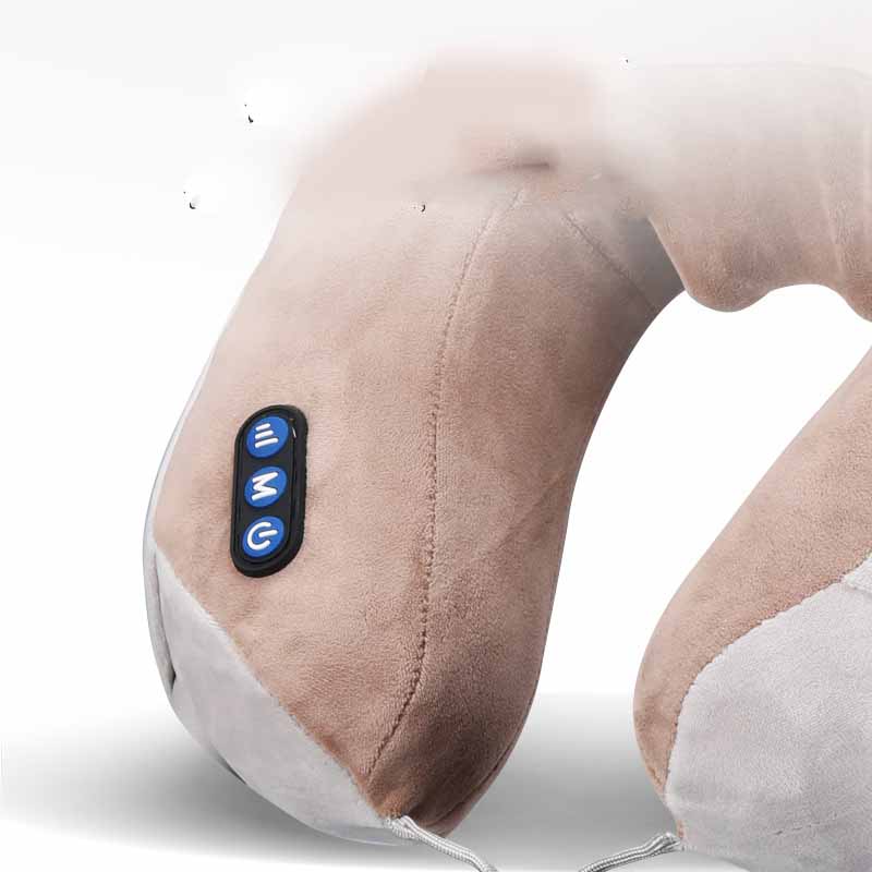 U-Shaped Neck Massage Pillow with Lazy Phone Holder – Rechargeable, 3-Speed Vibration