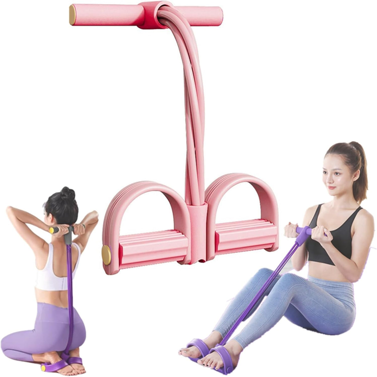 6-Tube Pedal Resistance Bands Set – Yoga, Stretching, Strength & Slimming Training