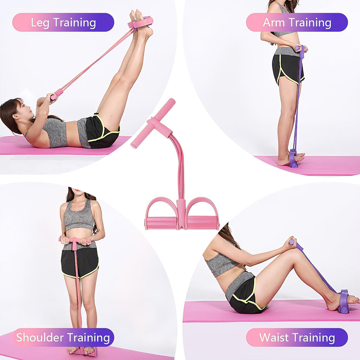 6-Tube Pedal Resistance Bands Set – Yoga, Stretching, Strength & Slimming Training