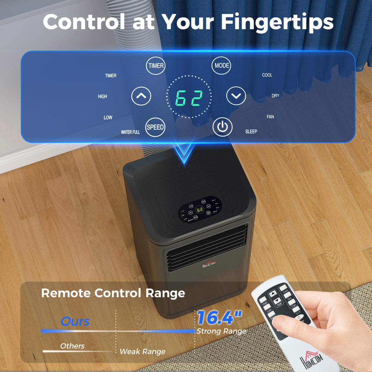 8,000 BTU Portable Air Conditioner with Remote – Cools Up to 344 Sq. Ft., Evaporative Cooler
